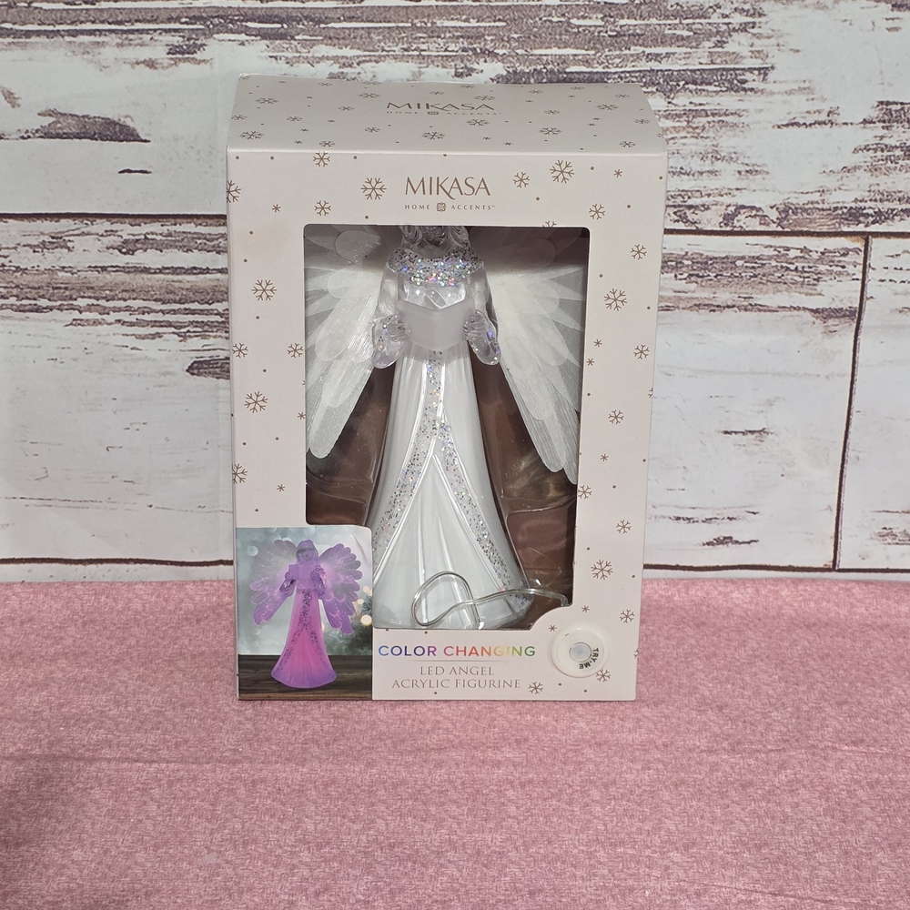 Mikasa Color Changing LED Angel Figurine - White and Silver